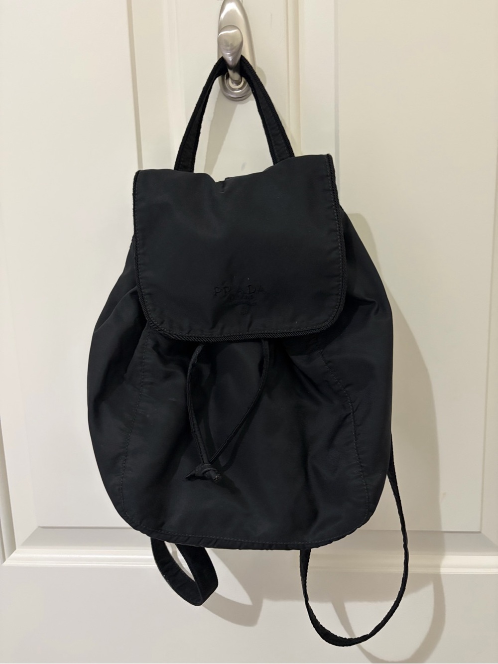 Prada Black Nylon Drawcord Backpack